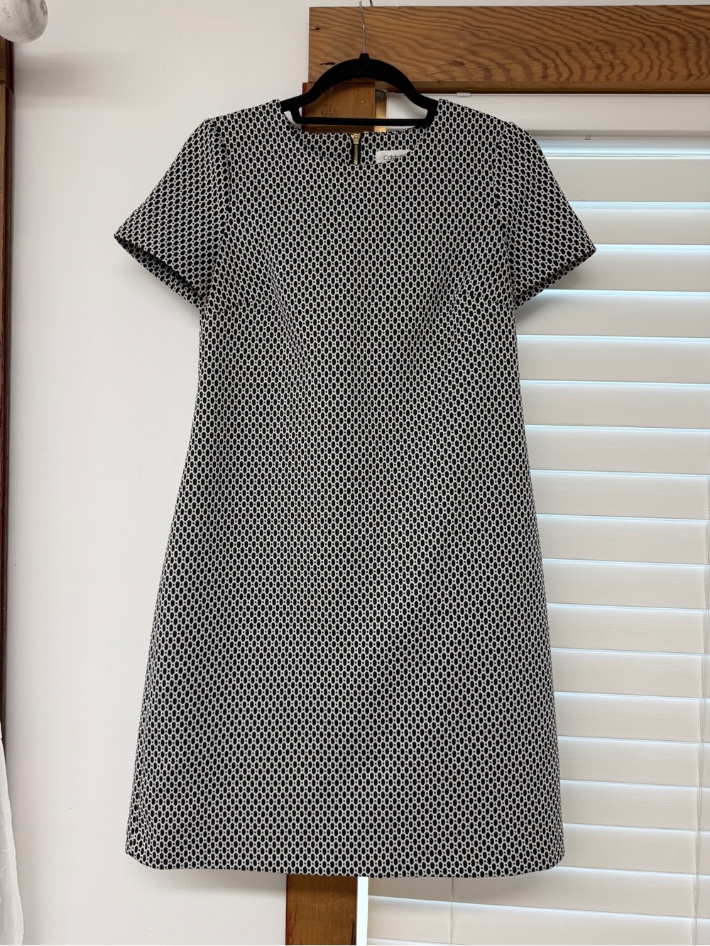 Calvin Klein Black and White Geo Mini Shift Dress
